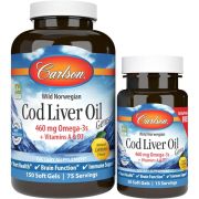 Carlson Labs Cod Liver Oil Gems 460mg 150 Softgels Plus 30 Softgels Free
