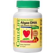 ChildLife Essentials Algae DHA with Vitamin A & Lutein 60 Chewable Softgels Berry Flavour