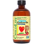 ChildLife Essentials Cod Liver Oil Liquid 8oz (237ml) Strawberry Flavour