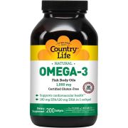 Country Life Omega-3 Fish Oil 1000mg 200 Softgel