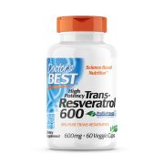 Doctor's Best High Potency Trans-Resveratrol 600, 600 mg 60 Veggie Capsules