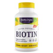 Healthy Origins Biotin 10,000mcg 150 Veggie Capsules Front of bottle
