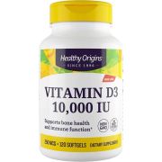Healthy Origins Vitamin D3 10,000iu 120 Softgels Front of Bottle