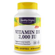 Healthy Origins Vitamin D3 2,000iu 120 Softgels Front of bottle
