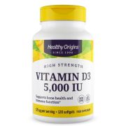 Healthy Origins Vitamin D3 5,000iu 120 Softgels Front of bottle