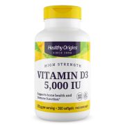 Healthy Origins Vitamin D3 5,000iu 360 Softgels Front of Bottle