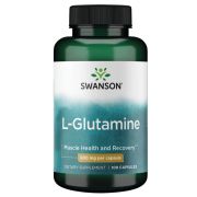 Swanson L-Glutamine 500mg 100 Capsules Front of bottle
