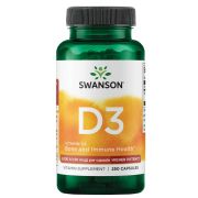 Swanson Vitamin D3 Higher Potency 2,000 IU (50 mcg) 250 Capsules Front of bottle

