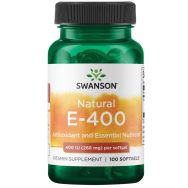 Swanson Natural Vitamin E Natural 400iu (268 mg) 100 Softgels Front of bottle
